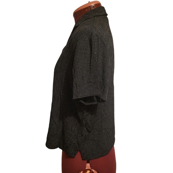 3/$30 Style & Co Black & White Checked Flowy Button Down Blouse T-Shirt, Size 8 - Picture 4 of 9